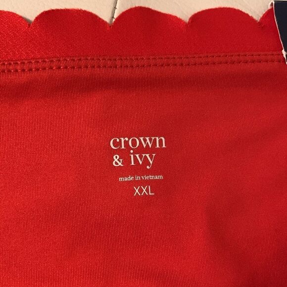 NWT Crown & Ivy Lounge Scallop Red Leggings Women’s Size XXL - Picture 7 of 8